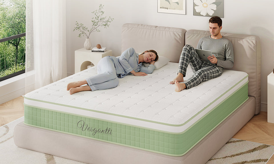 Vesgantti 10 Inch Hybrid Mattress with Memory Foam & Individually Pocket Spring, Medium Firm Orthopedic Mattress for Pressure Relief & Motion Isolation