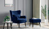 Vesgantti Velvet/Teddy Fleece Armchair with/without Footstool and Lumbar Pillow, Modern Wing Back Accent Chair with Ottoman, Large Cuddle Chair for Living Room Bedroom Study Room Office