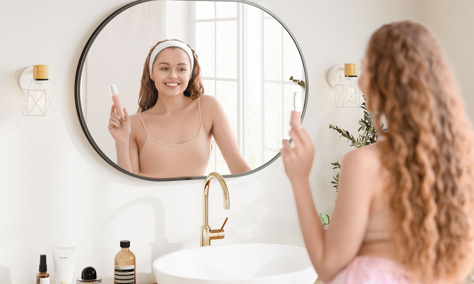 Dripex Oval Mirror, 70 x 50cm Wall Mounted Bathroom Mirror, Horizontal or Vertical Hanging Wall Mirror for Living Room, Bedroom, Entryway