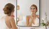 Dripex Rectangular Bathroom Mirror, 75 x 55cm Aluminium Frame Curved Corners, Pre-Fitted Hooks & Fixing Kit, Hang or Lean Vertically/Horizontally, for Living Room, Bedroom