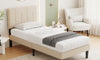 Vesgantti Linen Bed Frame with Adjustable Headboard & Solid Wooden Slats, Easy Assembly, No Box Spring Needed, Under Bed Storage