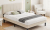 Vesgantti Linen Bed Frame with Adjustable Headboard & Solid Wooden Slats, Easy Assembly, No Box Spring Needed, Under Bed Storage