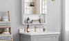 Dripex Double Door Bathroom Mirror Cabinet, Wall Mounted Storage Cupboard with Mirror, Wall Cabinet with Open Compartment Adjustable Shelf, White (60 x 60 x 12 cm)