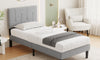 Vesgantti Linen Bed Frame with Adjustable Headboard & Solid Wooden Slats, Easy Assembly, No Box Spring Needed, Under Bed Storage