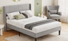 Vesgantti Velvet Bed Frame with Adjustable Wing Edge Headboard, Solid Wooden Slats & Upholstered Platform, Easy Assembly, Noise-Free
