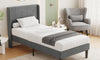 Vesgantti Velvet Bed Frame with Adjustable Wing Edge Headboard, Solid Wooden Slats & Upholstered Platform, Easy Assembly, Noise-Free