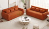 Vesgantti Corduroy Compressed 3 Seater Sofa, 200cm Upholstered Floor Sofa, Comfy Couch with 3 Pillows, No Assembly Required, Perfect for Living Room Bedroom Office Small Space, 200L*94D*80Hcm