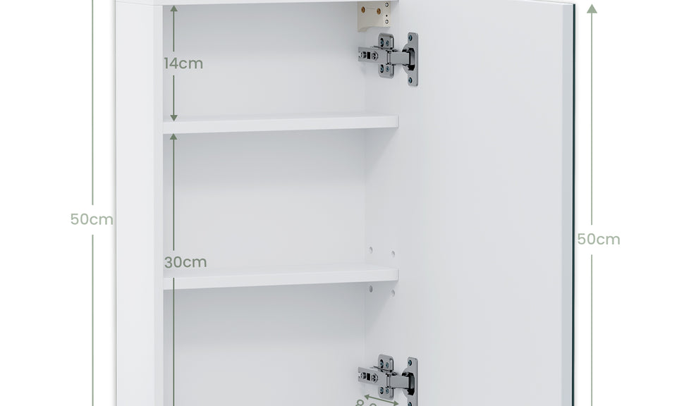 Dripex Single Door Bathroom Mirror Cabinet, Wall Mounted Storage Cupboard with Mirror, Cabinet with Adjustable Shelf