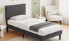 Vesgantti Linen Bed Frame with Adjustable Headboard & Solid Wooden Slats, Easy Assembly, No Box Spring Needed, Under Bed Storage