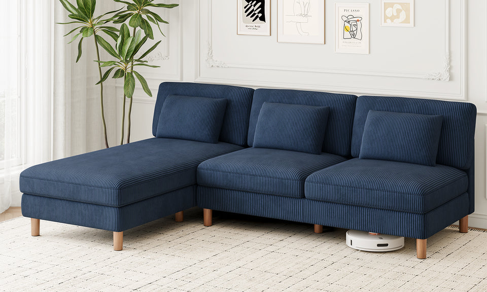 Vesgantti Corduroy Seater Sofa/Chaise Lounge Sofa, Perfect for Living Room, Bedroom, Office, Tool-free Assembly