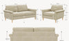 Vesgantti Fabric/Velet Loveseat Sofa, 1/2/3/4 Seater Couch/Armchair with Bilateral Pocket Storage & Removable Cushions, Perfect for Living Room, Bedroom and Office, Tool-free Assembly