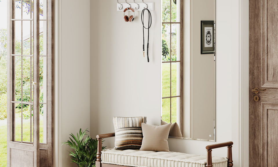 Dripex Frameless Bathroom Mirror, Wall Mounted Bathroom Mirror with Bevelled Edge & Pre-Drilled Holes for Dressing Room Bedroom Living Room