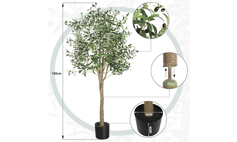 YOLEO Artificial Olive Tree Tall Faux Silk Olive Plant Lifelike Fake Tree for Home Office Indoor Decor