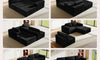 Vesgantti 303cm Oversized Modular Sectional Sofa for Living Room, Corduroy Cloud Couch with Spring Support, Extra Deep Seats, L-Shape Boneless Couch with Movable Ottoman, No Assembly Required, Black
