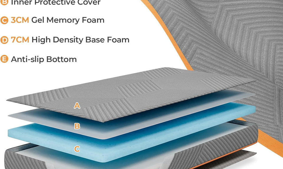 Vesgantti Folding Mattress 10/15cm Gel Memory Foam Foldable Mattress Tri-fold for Travel, Camping, Guest Bed, CertiPUR-US Certified, Grey