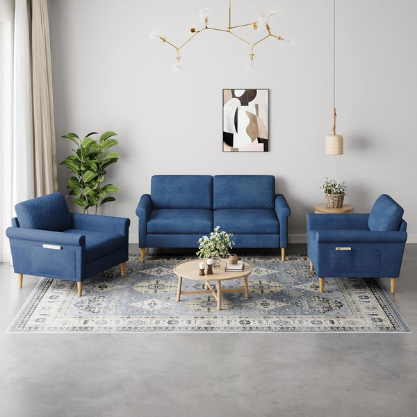 Vesgantti Fabric/Velet Loveseat Sofa, 1/2/3/4 Seater Couch/Armchair with Bilateral Pocket Storage & Removable Cushions, Perfect for Living Room, Bedroom and Office, Tool-free Assembly