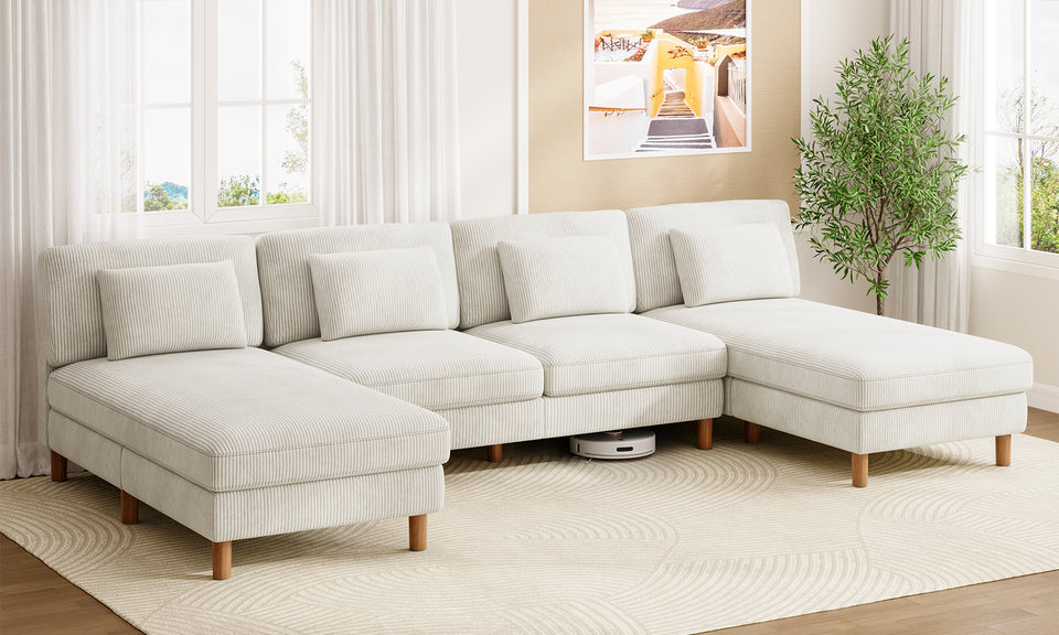 Vesgantti Corduroy Seater Sofa/Chaise Lounge Sofa, Perfect for Living Room, Bedroom, Office, Tool-free Assembly