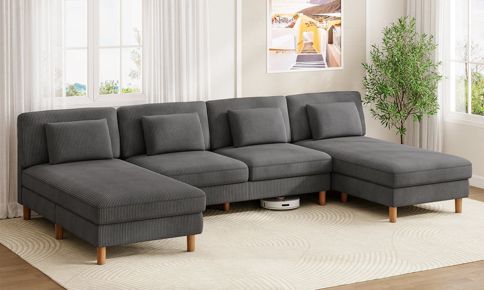 Vesgantti Corduroy Seater Sofa/Chaise Lounge Sofa, Perfect for Living Room, Bedroom, Office, Tool-free Assembly