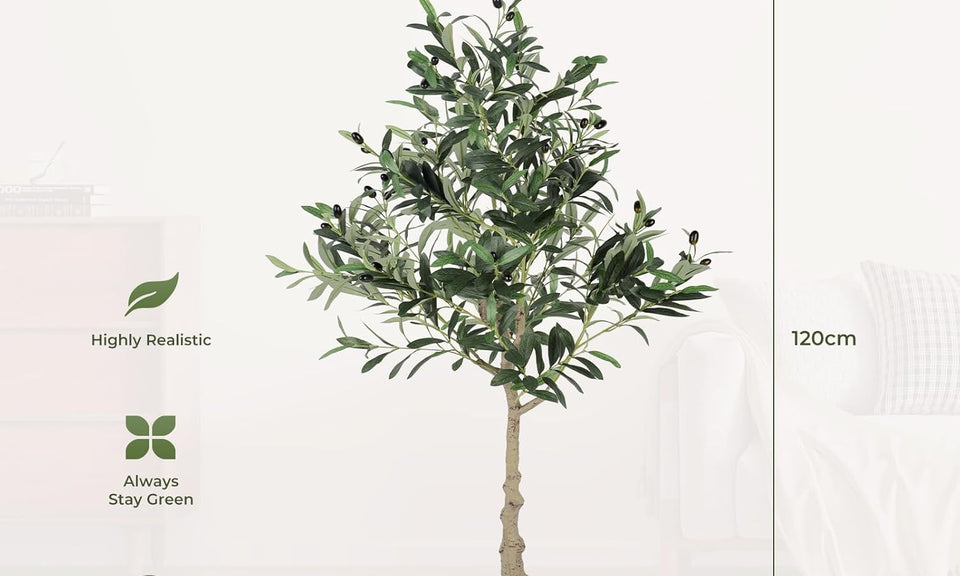 YOLEO 4FT/5FT/6FT/7FT Artificial Olive Tree, Faux Olive Silk Tree Indoor, Lifelike Fake Plant for Living Room Bedroom Balcony Corner Office Decor