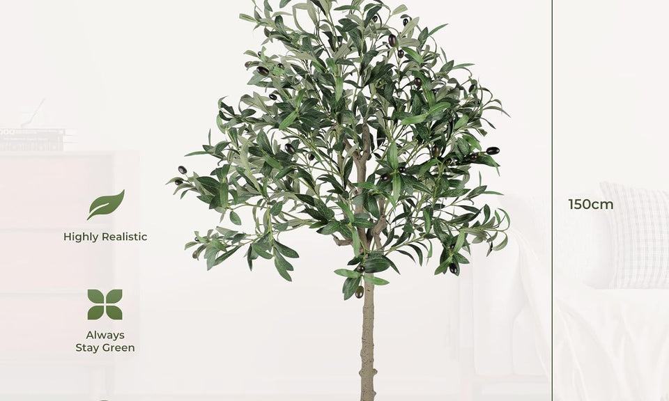YOLEO 4FT/5FT/6FT/7FT Artificial Olive Tree, Faux Olive Silk Tree Indoor, Lifelike Fake Plant for Living Room Bedroom Balcony Corner Office Decor