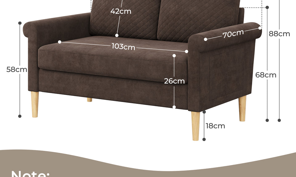 Vesgantti Fabric/Velet Loveseat Sofa, 1/2/3/4 Seater Couch/Armchair with Bilateral Pocket Storage & Removable Cushions, Perfect for Living Room, Bedroom and Office, Tool-free Assembly