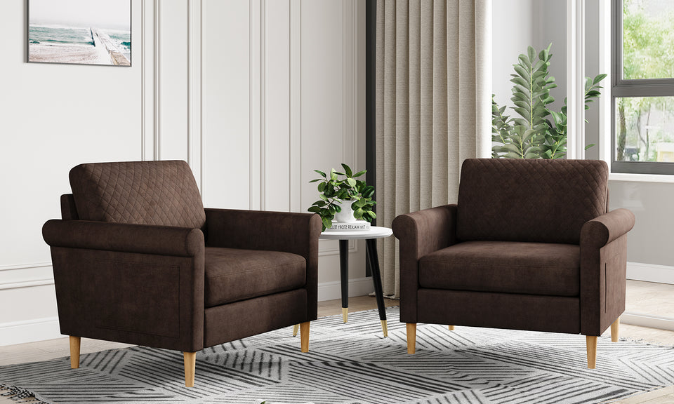 Vesgantti Fabric/Velet Loveseat Sofa, 1/2/3/4 Seater Couch/Armchair with Bilateral Pocket Storage & Removable Cushions, Perfect for Living Room, Bedroom and Office, Tool-free Assembly