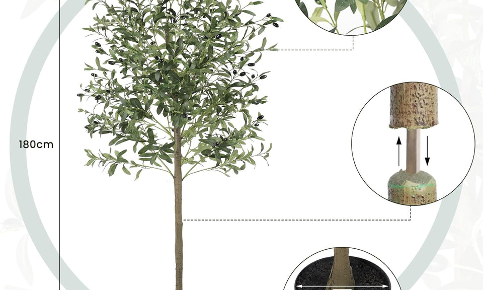 YOLEO 4FT/5FT/6FT/7FT Artificial Olive Tree Faux Silk Olive Plant for Home Office Decor Indoor Lifelike Fake Tree