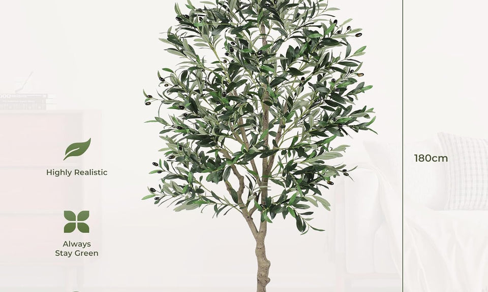 YOLEO 4FT/5FT/6FT/7FT Artificial Olive Tree, Faux Olive Silk Tree Indoor, Lifelike Fake Plant for Living Room Bedroom Balcony Corner Office Decor