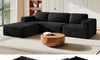 Vesgantti 303cm Oversized Modular Sectional Sofa for Living Room, Corduroy Cloud Couch with Spring Support, Extra Deep Seats, L-Shape Boneless Couch with Movable Ottoman, No Assembly Required, Black