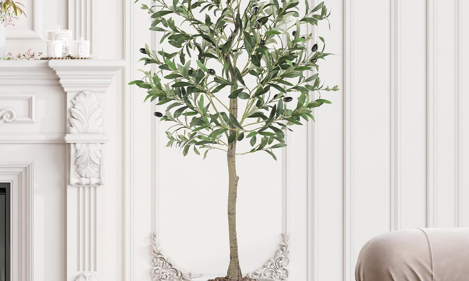 YOLEO 4FT/5FT/6FT/7FT Artificial Olive Tree Faux Silk Olive Plant for Home Office Decor Indoor Lifelike Fake Tree