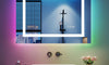 Dripex RGB Bathroom Mirror with 3 LED Lights, Illuminated Bathroom Mirrors Vanity Mirror RGB Backlit + Front Lighted, Dimmable and Demister Pad, Horizontal/Vertical