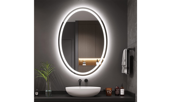 Dripex 500×700mm Oval LED Bathroom Mirror, Wall Mounted Backlit Mirror with 3-Color Light, Anti-Fog, Dimmable, Memory & Touch Sensor, IP44