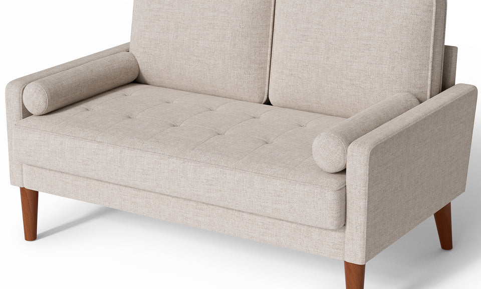 Vesgantti Loveseat Sofa with Solid Wood Legs, 48" Small Couches for Small Spaces, Love Seat for Living Room, Bedroom, Easy Assembly Mid Century Modern Couch with Throw Pillow for Apartment, Ashbeige