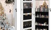 Dripex White Jewelry Organiser Mirror Wardrobe, Wall Mounted & Door Hanging Mirror, Lockable Jewelry Wardrobe with Large Storage