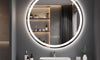 Dripex Time Display Round Bathroom LED Mirror, Illuminated Wall Mounted Circle LED Bathroom Mirror, Anti-fog, 3 Lighting Modes, Dimmable, Front+Backlit, IP4