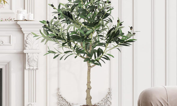 YOLEO 4FT/5FT/6FT/7FT Artificial Olive Tree, Faux Olive Silk Tree Indoor, Lifelike Fake Plant for Living Room Bedroom Balcony Corner Office Decor