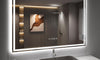 Dripex LED Bathroom Mirror with Shaver Socket and Clock, 600 * 800 MM Dimmable 3 Colors Illuminated Backlit Wall Mounted Bathroom Mirrors Anti-fog Vanity Mirror, Horizontal Only