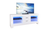 Dripex 130cm LED TV Stand Cabinet with Drawer & Shelves, Modern Entertainment Unit for 22''-52'' TVs, White Cream