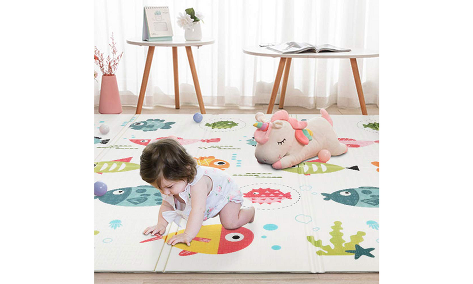 Dripex Baby Play Mat, Large Foldable Foam Crawling Mat 197×177cm with Alphabet & Numbers, Double-Sided, Waterproof & Easy to Clean