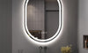 Dripex Clock Display Oval Bathroom LED Mirror, LED Mirror Bathroom with Light, Illuminated Backlit Wall Mounted Mirror with Demister, Anti-fog, 3 Lighting Modes, Dimming Light, IP44