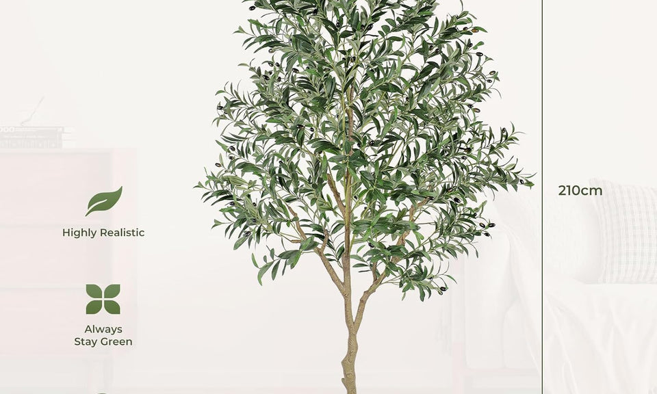 YOLEO 4FT/5FT/6FT/7FT Artificial Olive Tree Faux Silk Olive Plant for Home Office Decor Indoor Lifelike Fake Tree