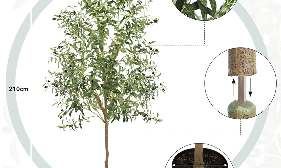 YOLEO 4FT/5FT/6FT/7FT Artificial Olive Tree Tall Faux Silk Olive Plant with Lifelike Olive Leaves Fake Olive Tree for Home Office Indoor Decor