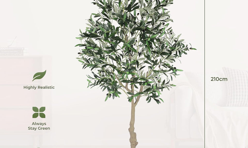 YOLEO 4FT/5FT/6FT/7FT Artificial Olive Tree, Faux Olive Silk Tree Indoor, Lifelike Fake Plant for Living Room Bedroom Balcony Corner Office Decor