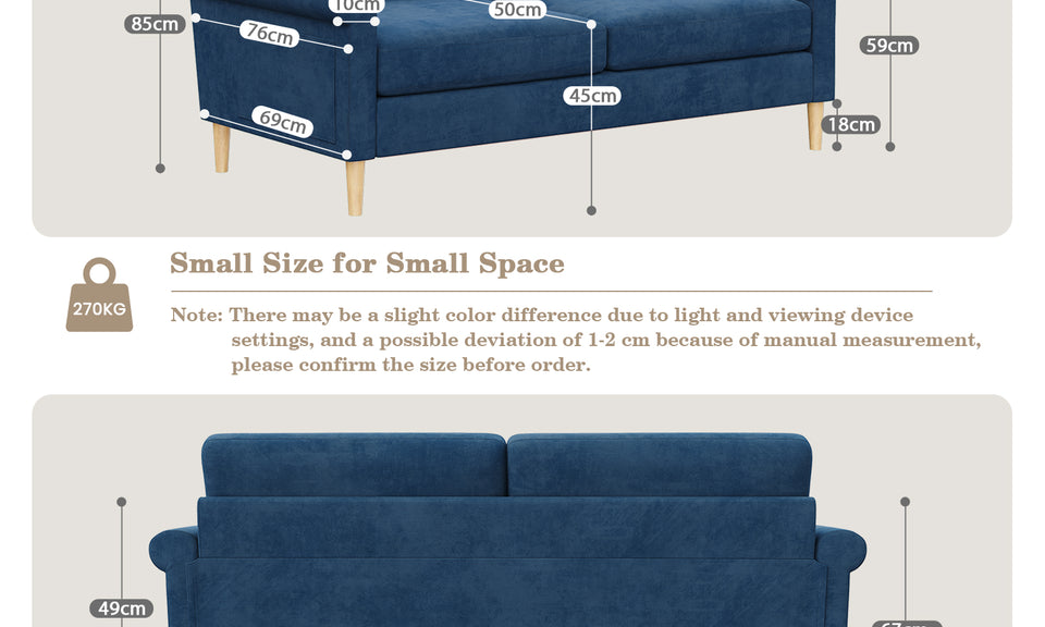 Vesgantti Fabric/Velet Loveseat Sofa, 1/2/3/4 Seater Couch/Armchair with Bilateral Pocket Storage & Removable Cushions, Perfect for Living Room, Bedroom and Office, Tool-free Assembly