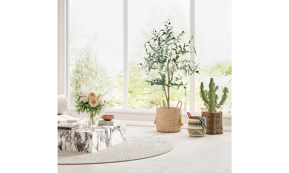 YOLEO Artificial Olive Tree Tall Faux Silk Olive Plant Lifelike Fake Tree for Home Office Indoor Decor