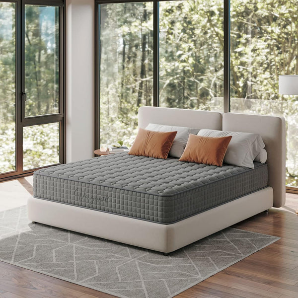 Vesgantti 10 Inch Hybrid Mattress with Breathable Memory Foam and Individually Pocket Spring - Medium Firm, Grey
