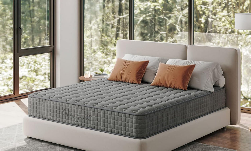Vesgantti 10 Inch Hybrid Mattress with Breathable Memory Foam and Individually Pocket Spring - Medium Firm, Grey