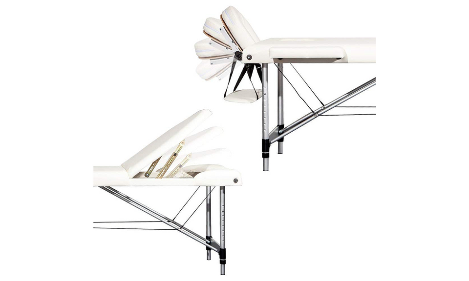 Vesgantti Portable Massage Bed Table - 3-Section Aluminium Foldable Beauty Couch for Reiki Therapy Treatment Salon Healing - Metal Headrest Support/with Carry Bag