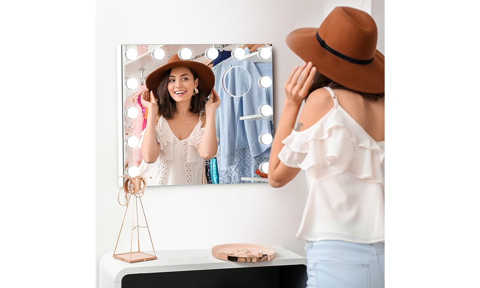 Dripex Hollywood Vanity Mirror 50*42cm with 14 Dimmable LED Bulbs and Touchscreen Control