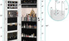 Dripex White Jewelry Organiser Mirror Wardrobe, Wall Mounted & Door Hanging Mirror, Lockable Jewelry Wardrobe with Large Storage